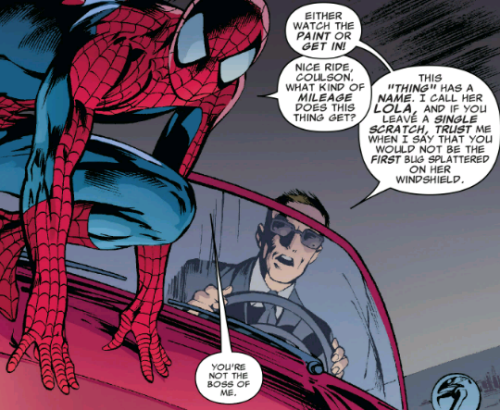 copperbadge:Even Phil Coulson, superhero fanboy, has no patience for Spider-man.[SHIELD 3, 2015] Spi
