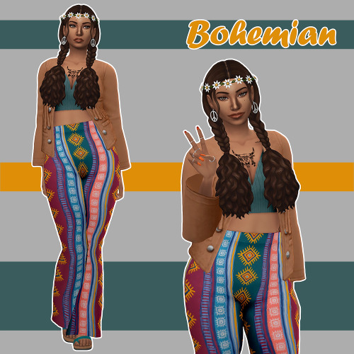 maleeni:@simchronized look book challenge Bohemian - Hair / Flower Crown / Top / Bottoms / Shoe