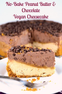 veganinspo:  No Bake Peanut Butter Chocolate Vegan Cheesecake