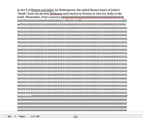 somebrokecollegegirl:  riningear:  jenstiel:  pau1y:  thevardi:  apatheticghost:  omfg im laughing so hard i fell asleep on my keyboard last night and i just found this  PAGE 1 OF 184  One entire row of ‘f’s takes 10 seconds to type. There are 45