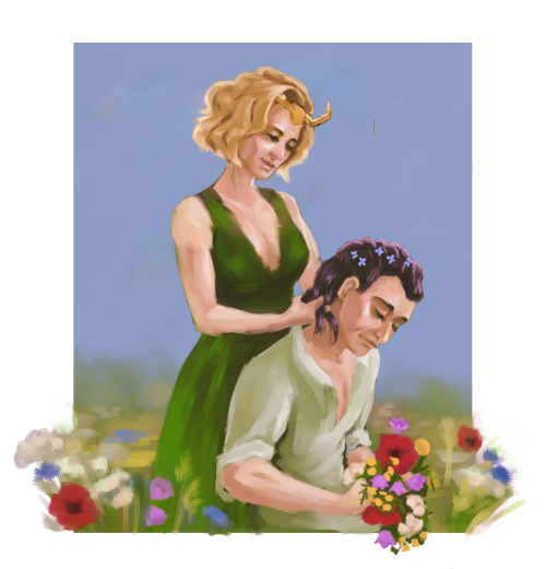 Happy Midsummer! Loki is making Sylvie a flower crown, if you’re wondering. 