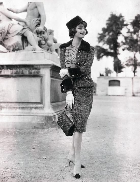 The Nifty Fifties — Marie-Helene Arnaud wearing Chanel, 1950s.