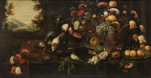 Francisco Barrera (1632–1657)Still Life of Flowers, Fruits and Dead Game
