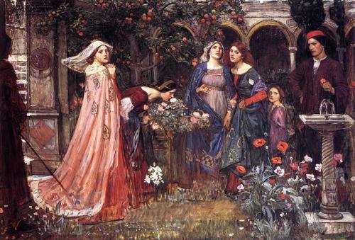 John William Waterhouse, The Enchanted Garden (1917), based on Boccaccio’s Decameron.