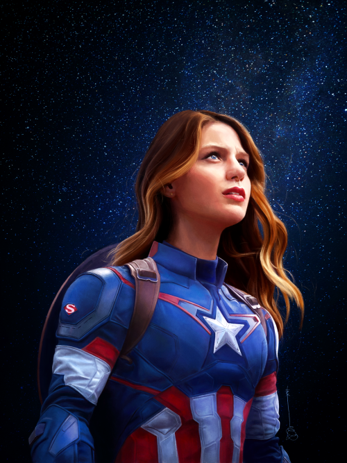 cylon:Kara Danvers as Captain Americacommission for @nerdsarein