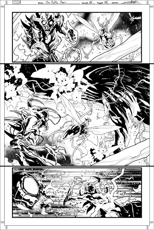 Black and White preview of Mighty Thor #21, out July 19!Art by me, script by Jason Aaron.And HERE ar