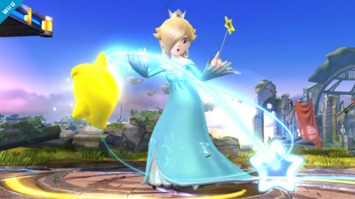 supersmashbrospics:Rosalina &amp; Luma Launch Into Battle!Rosalina is starting right at Peach&rsquo;