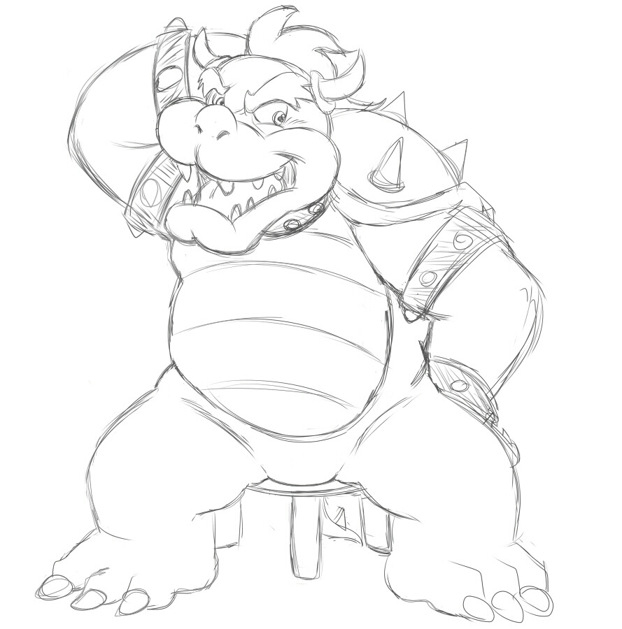 A variety  of alternate Bowser sketches based on a version I posted earlier; a quick