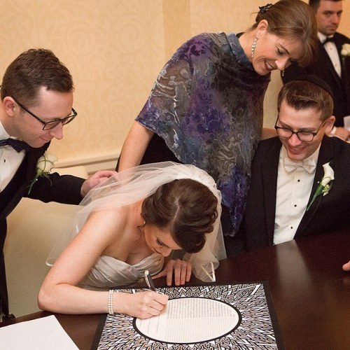 Many thanks to Rachel and Jay for sharing a photo of their #ketubah signing! - - - #ketubahsigning #