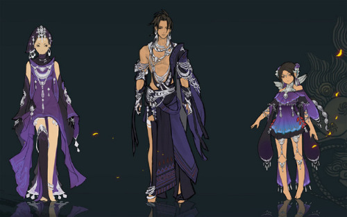 Concept costume design of different martial art schools inspired by traditional chinese clothes in t