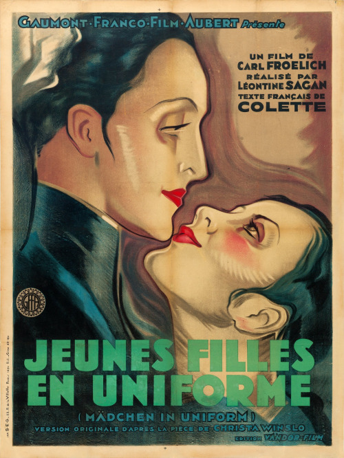 missinggirltrope:stunning french poster for leontine sagan’s “mädchen in uniform”