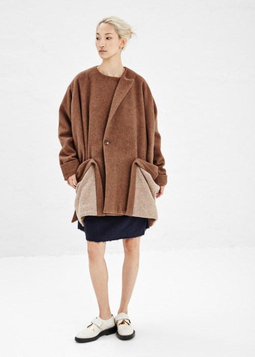 Boessert Schorn Pocket Coat in Brown Felt at Totokaelo