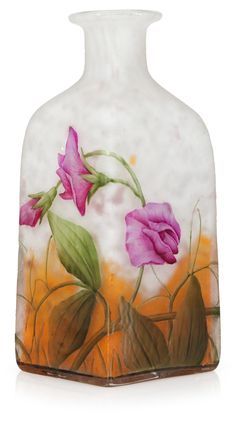 indigodreams:Art Nouveau etched and enamelled glass vase by Daum Nancy, France