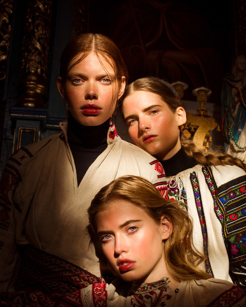 esteticaslavonica:Vita Filonenko, Kristina Abibulayeva and Julie Pelipas by Elizaveta Porodina for V