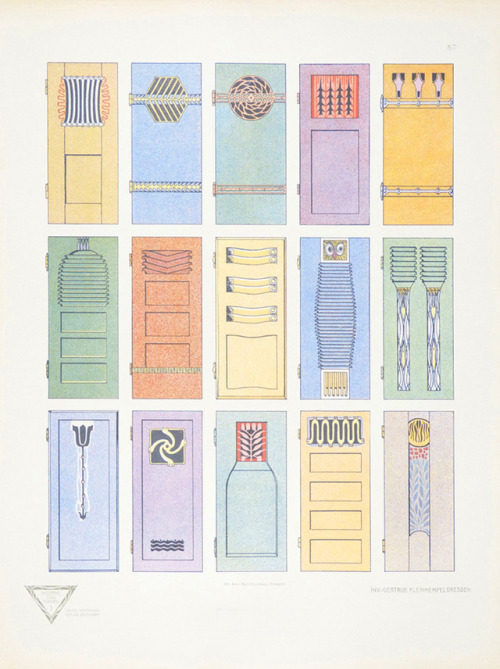 Getrud Kleinhempel, door design, 1903. Dresden. From the publication Moderne Bauformen, Germany. Via