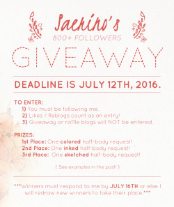 saerino:  saerino:  GIVEAWAY TIME!!!!! 800+