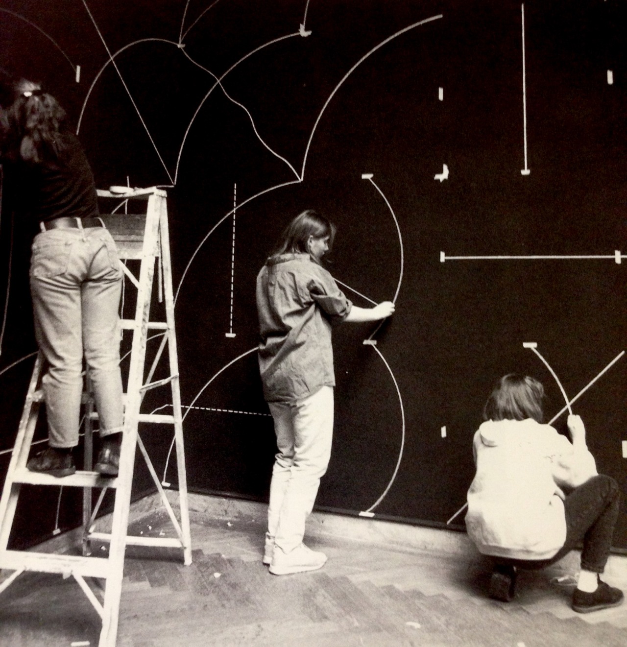 rickinmar:installation of a Sol LeWitt exhibit. 1993. Addison Gallery of American