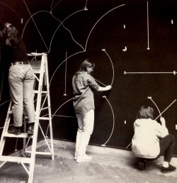 rickinmar:installation of a Sol LeWitt exhibit. 1993. Addison Gallery of American Art. Phillips Andover Academy.