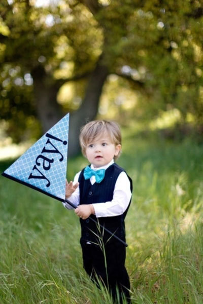Your ring bearer doesn’t need to carry a stuffed pillow — this adorable flag says it all! Chec