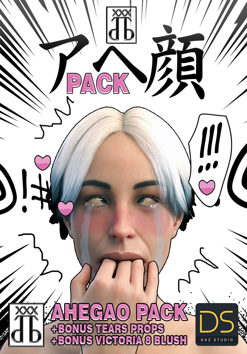 Ahegao pack is a pose pack for DAZ Victoria 8, that consists of 15 facial expressions