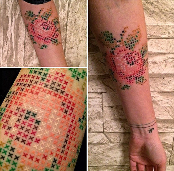 infected-girls:  icantbeyournancy:  boredpanda:    Cross-Stitch Tattoos By Turkish