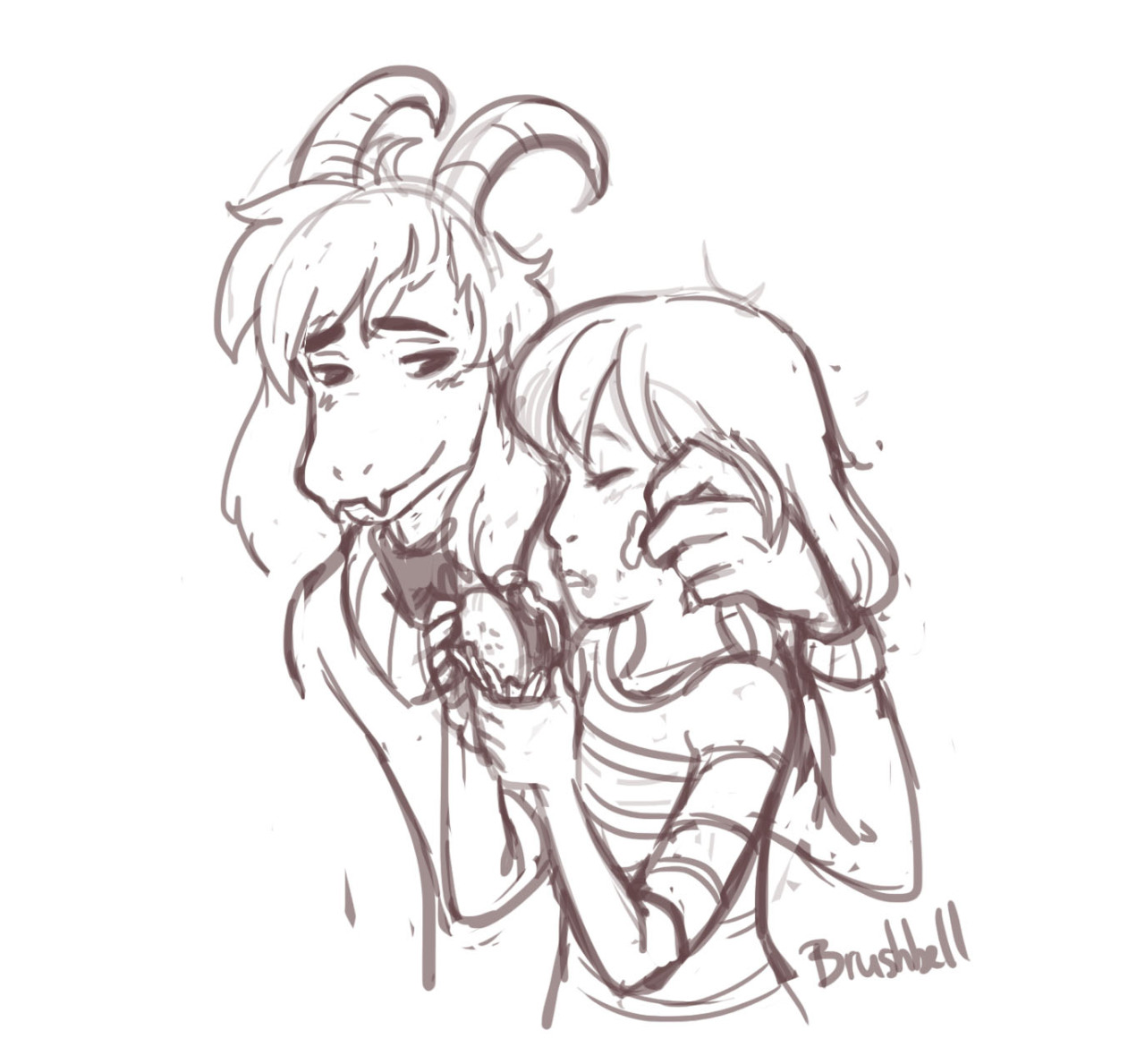 paychiri:  brushbell:  I’m really in love with @paychiri ‘s older Frisk and Asriel. 