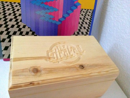 The final result of my box I’ll probably paint it eventually Video of the logo being engraved: