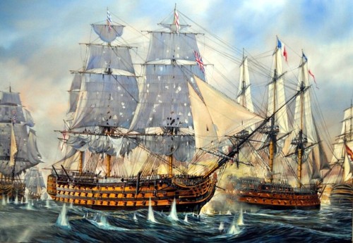 pinturasdeguerra-mar:1805 Trafalgar, Victory breaking the line