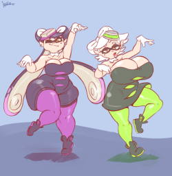 angstrom-nsfw:Commission of Callie and Marie, the famous Squid Sisters! Always wanted an excuse to draw these two
