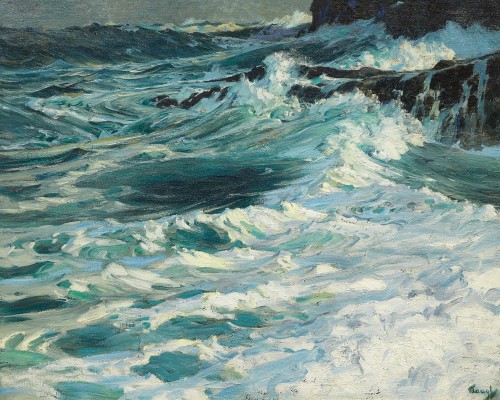 shear-in-spuh-rey-shuhn:FREDERICK JUDD WAUGHAt The Base Of The CliffOil on Canvas40.25″ x 50″