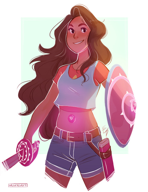 vasirasart:I read this post talking about how Steven is too short to wield Rose’s sword but Stevonnie isn’t so yeah I really want that to happen at some point