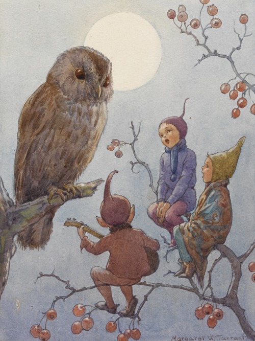 lepetitdragonvert: A Carol for Brown Owl. Christmas card design.1934. Margaret W. Tarrant.