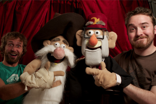 gravi-teamfalls:Two Weird Old Men! (And their puppets)Me &amp; Matt Chapman goofing around between t