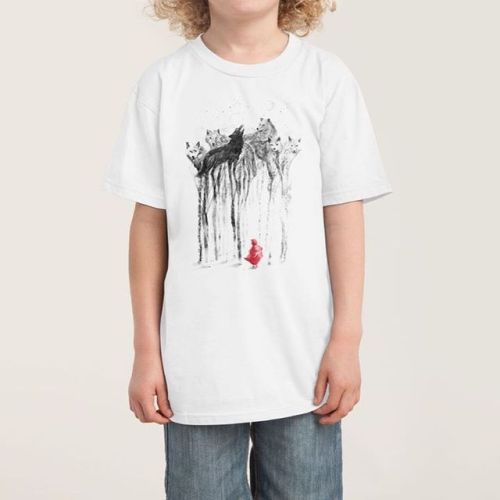 Into the woods. Kids Tee.www.threadless.com/product/8262#wolves #wolf #woods #trees #scary #