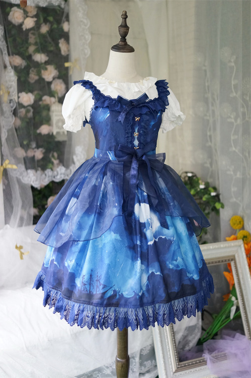 truth2teatold:Angelcat Boats in the Starry Night series preorder - jumperskirt, one piece dress, s