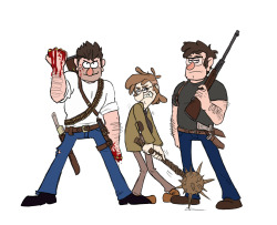 over-cooked-cupcake:  First official picture of the mystery trio that I’ve drawn. I love my boys and their weapons…Backgrounds that make sense and have effort? what is that?? (also, this is what peer-pressure does, kids. Your friends will make you