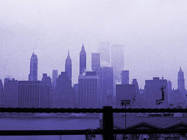 ovls:  NYC Skyline 1976 WTC World Trade Center by Whiskeygonebad on Flickr.