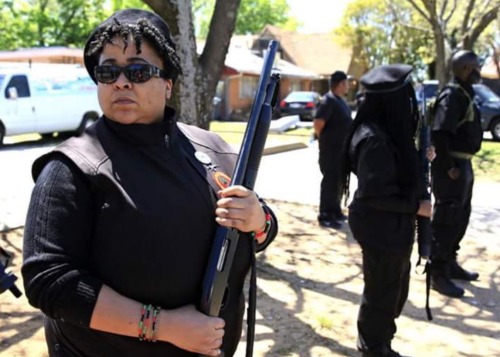 bitterarab:  Members of the new Black Panther Party defend a mosque in Texas against Neo-Nazis and white power thugs. “Respect existence or expect resistance”. How’s that for your fucking second amendment.     “Respect existence or expect resistance”