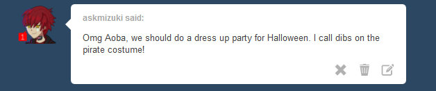 ask-aoba-dmmd:  askmizuki : IS IT HALLOWEEN YET!!???!?!?! Aoba: YES! halloween dress