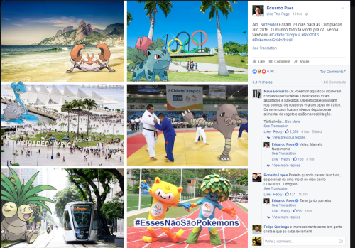 expedition-pokemon-go:Brazilian Mayor posted on facebook asking Nintendo to release Pokemon Go befor