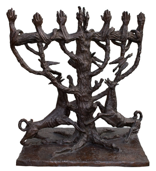 wetreesinart: Ossip Zadkine (Russian, 1890-1967), L'arbre de vie - Menorah, 1957, bronze, 72 x 74 x 