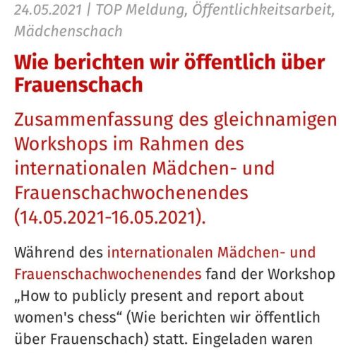 Ein sehr wichtiger und lehrreicher Bericht über das ECU Mädchen- und Frauenschachwochenende @europea