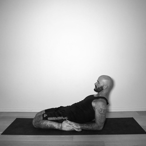 Half way to #suptavirasana or reclining hero pose I always stay here for a breath or 2 just to lift 