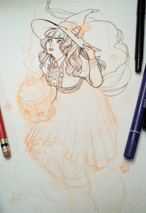 WIP - Inktober Candy Corn Witch