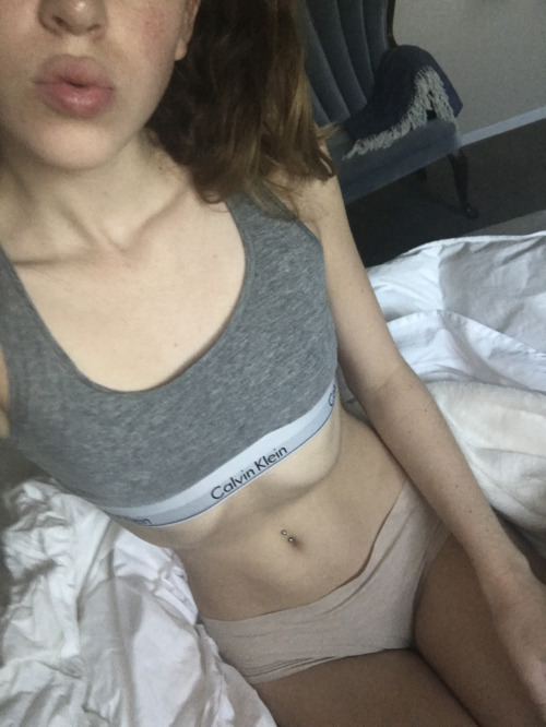 sheisherenow: Skinny white girl shows her pierced nipples