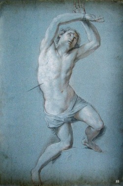 Study For St.sebastian.  Charles Antoine Coypel Iv. French 1694-1752. Three Pencils