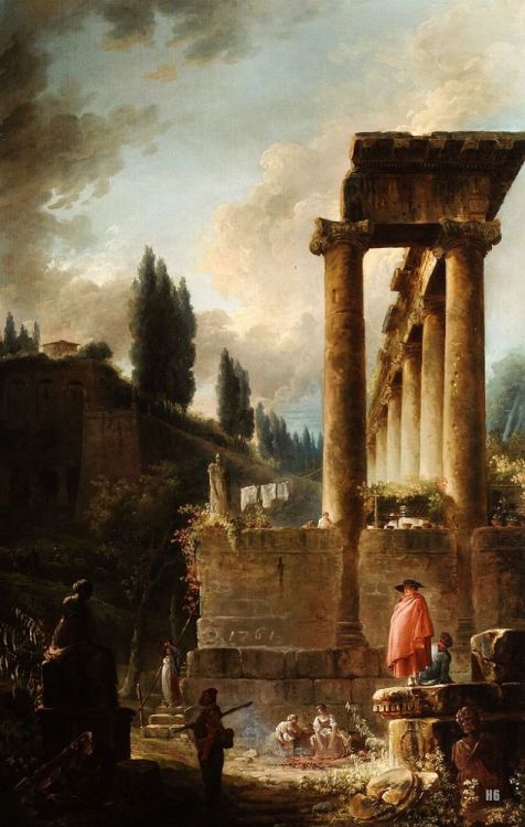 hadrian6:  Figures amongst the Ruins. 1761. Hubert Robert. French. 1735-1808. oil on canvas. http://hadrian6.tumblr.com 