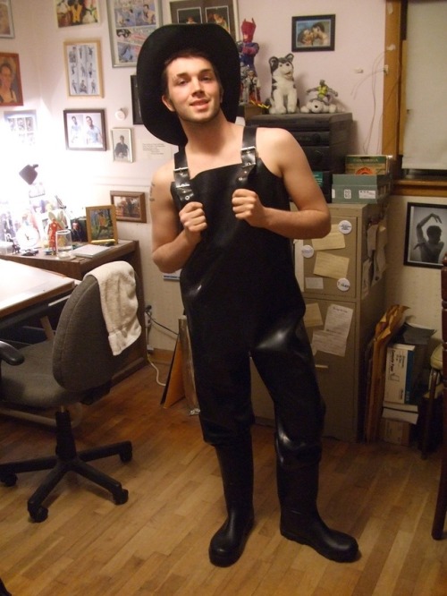 Rubber wader cowboy gets tranced. adult photos