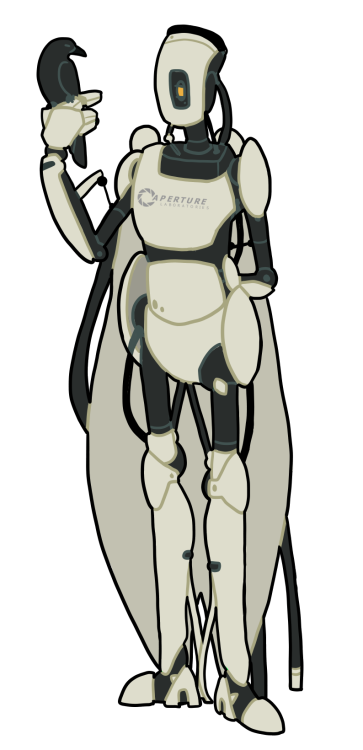 rainphee-art: finally, as promised… my designs for android GLaDOS, both with wings out and fo