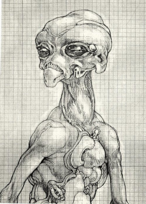 talesfromweirdland:Alien designs by Rick Baker (sculptures) and Ron Cobb (drawings) for the unmade S
